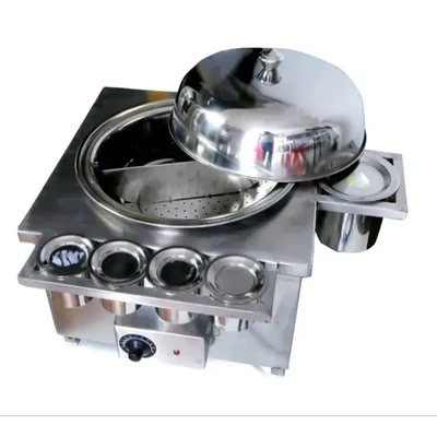 Electric and Gas Operated Superior 5 Kg Sweet Corn Making Machine with 4 Masala Pot & 1 Mixing Pot, Stainless Steel Body