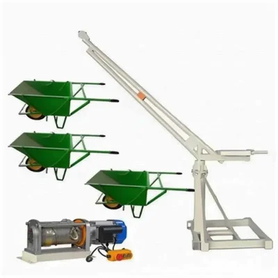Crossbee 500 kg Mini Crane 360° With 3 HP Electric Clutch Winch, 8 mm 50 Mtr Wire Rope & 3 Wheel Barrow Trolley