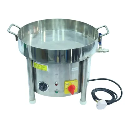 Electric Operated 10 L Capacity SS Flat Kadhai, 3kw Power with Oil Draining Tap for Jalebi and Ghevar Making