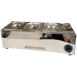 2.5 kW Electric Operated 3 Pot SS Chocolate Melter, 1/9 GN Pan 100mm, 1.7 L Capacity Each