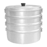 Heavy Duty 9.2 x 12.5 inch(23.368 X 31.75 Cm) Aluminium Momo Steamer 4 Tier (Medium)