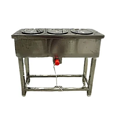 GBE 36 x 12 x 32 inch Electric 3 Pot Bain Marie with Stainless Steel Body for Buffet Purpose