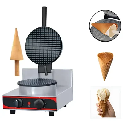 Akasa WCM 7 Waffle Cone Machine 7 inch Circular, 1000W with Free Wooden Cone