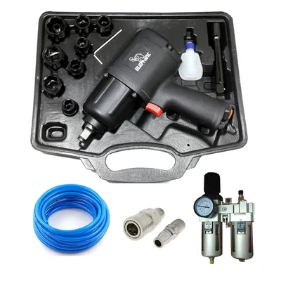 Elephant 1/2 Inch Impact Wrench (IW-02), 10 meters PU Pipe, 2 Set of Connector and 1/2 inch FRL Combo