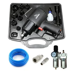 Elephant 1/2 Inch Impact Wrench (IW-02), 10 meters PU Pipe, 2 Set of Connector and 1/2 inch FRL Combo 