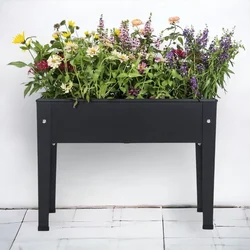 Ecofynd Cleo Raised Elevated Metal Plant Stand for Raising Garden Bed (PB001-BLK)