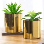 Emma Mid Century Metal Plant Pot Set, Indoor Planter with Metal Stand, Plant Container Set (Pack of 2)
