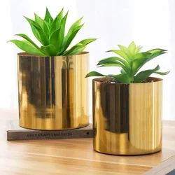 Emma Mid Century Metal Plant Pot Set, Indoor Planter with Metal Stand, Plant Container Set (Pack of 2)