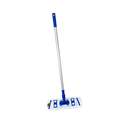 Hygiene Empire 24-Inch Blue Microfiber Dry Mop Set with Rotating Flat Frame and Reusable Pad