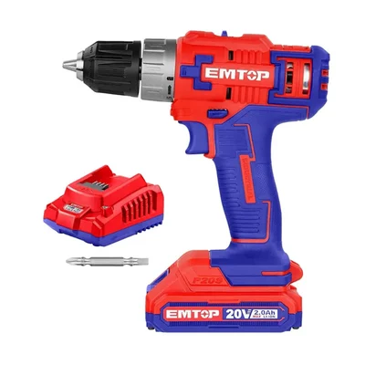Emtop 10 mm 20V Cordless Drill With Battery & Charger, 1500 RPM (ECDL6200118)
