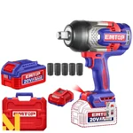 Emtop 19mm(3/4") 20V Cordless BL Adjustable Speed Impact Wrench With Battery-Charger & Sockets, Max. Torque 1050Nm (ECIWL20105)