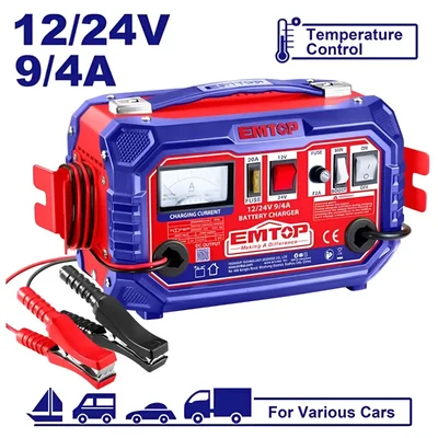 Emtop 12/24V (28-180Ah) Car-Battery Charger (EFCR16011)