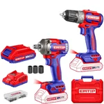 Emtop Cordless 2 Pcs Cordless Drill & Impact Wrench Combo Kit With Battery, Charger & Accessories (ECKL20271)