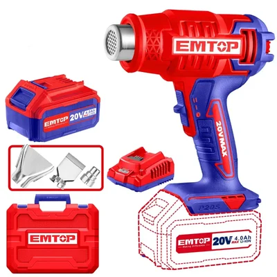 Emtop 20V Cordless Heat Gun With Battery, Charger & Accessories (EHGN200215)