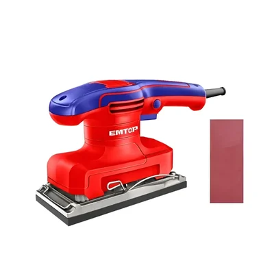 Emtop 90mmx180mm 320 Watt Orbital Finishing Sander With Sand Papers & Carbon Brushes, 14000 RPM (EFSR3206)