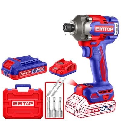 Emtop 6.35mm 20V Powerful Cordless Impact Driver With Battery, Charger & Accessories, Max. Torque 285 Nm (ECIRL2028)