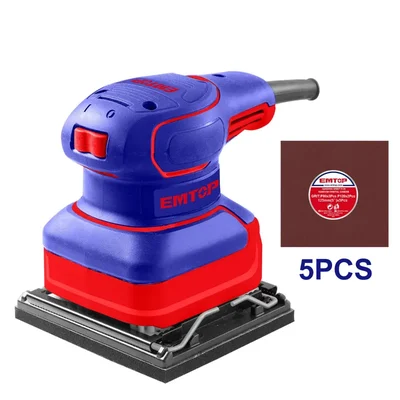Emtop 110x100mm 240 Watt Compact Palm Sander With Sand Papers & Carbon Brushes, 14000 RPM (EFSR24101)