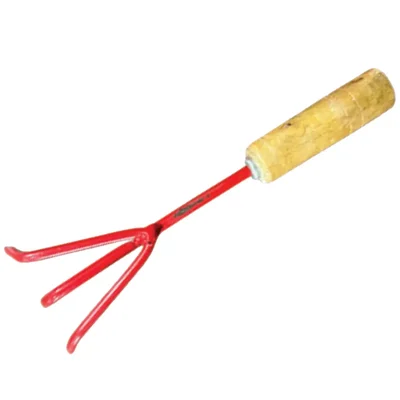 Heavy Duty Hand Cultivator With 3 Pointed Pin & Wooden Handle Used For Weeding, Cultivating & Leveling Soil