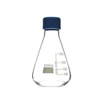 Cometek 250ml Laboratory Erlenmeyer Flask for Chemical Mixing and Storage with PTFE Screw Cap & White Graduations