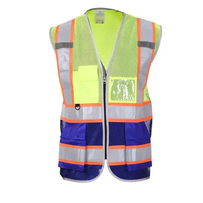 EVION ES - 032 FP Green & Royal Blue Net Type Reflective Safety Jacket(Size-S)