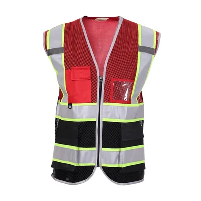EVION ES - 032 FP Red & Black Net Type Reflective Safety Jacket(Size-S)
