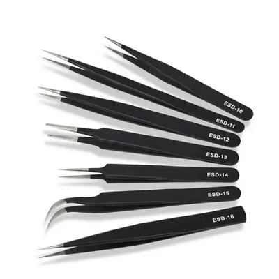 ESD 7 pcs Tweezers Set for Electronics and Craft, Professional Tweezers for Precision Repairing