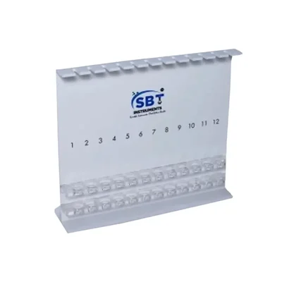 SBT Instruments ESR Tube Stand Laboratory Test Tube Rack, 12 Positions White Acrylic Display Stand with Numbered Slots