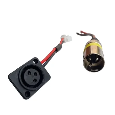 E-Trendo Round 3-Pin XLR Male-Female Charging Socket Set 16x2.5x2cm for Electric Scooty E-Bike XLR Male-Female Charging Socket Set