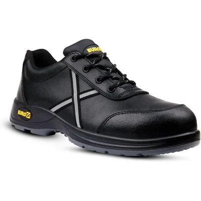 EUROCK Steel Toe Leather Safety Shoe, for Manufacturing (Black)(Size-6)
