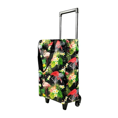 Everbest Foldable Collapsible Shopping Trolley Tote Bag on Wheels (Flower)