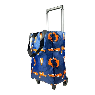 Everbest Foldable Collapsible Shopping Trolley Tote Bag on Wheels (Blue)