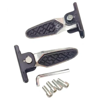 Heavy Duty Universal EV Foldable Footrest Pair Anti-Slip Rubber Grip Pillion Comfort Step with Allen Key Set