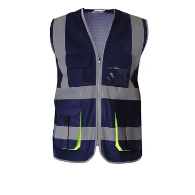 EVION ES-024 Navy Blue Reflective Safety Jacket(Size-S)