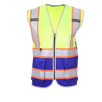 EVION ES - 032 FP Green & Royal Blue Fabric Reflective Safety Jacket(Size-S)