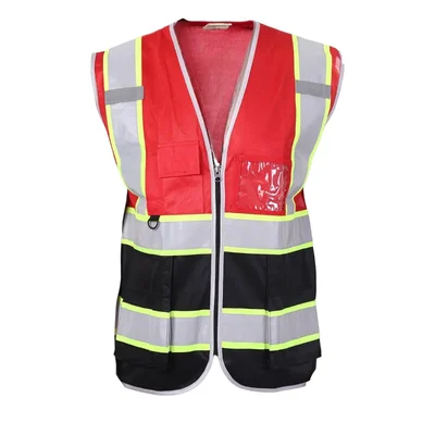 EVION ES - 032 FP Red & Black Fabric Reflective Safety Jacket(Size-S)