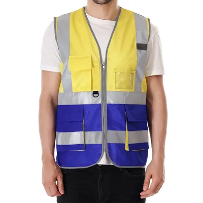 EVION ES-032 High Visibility Yellow & Royal Blue Reflective Vest(Size-S)