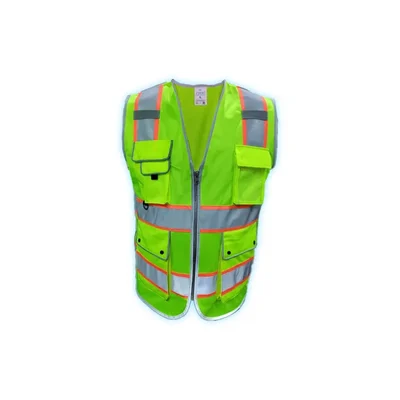 EVION ES-042 Reflective Safety Jacket, 2 Box Pocket With Titch Buttons,2 3-D Pockets And 1 ID pocket(Size-L)