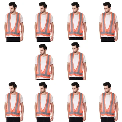 EVION ES-1100 Orange Reflective Safety Jacket - Pack of 10