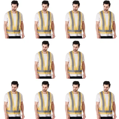 EVION ES-1100 Yellow Reflective Safety Jacket - Pack of 10