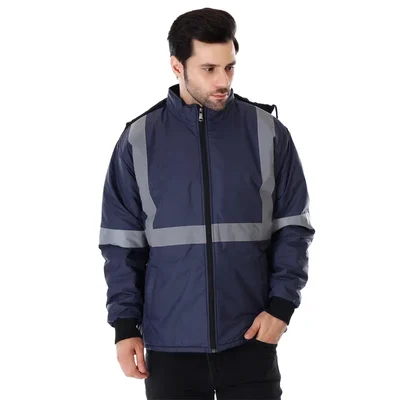 EVION ES-1101 WJ Woolen Reflective Safety Jacket (Navy Blue)(Size-M)