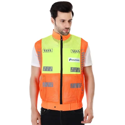 EVION ES-16001 Orange & Green Polyester Reflective Safety Jacket(Size-S)