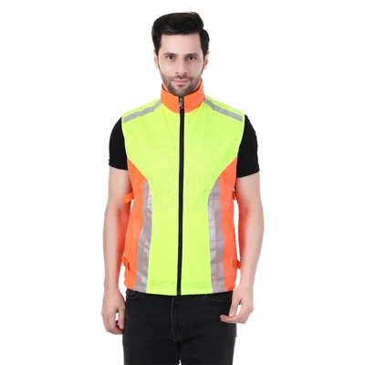 EVION ES-22150 Green & Orange Polyster Reflective Safety Jacket(Size-S)