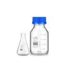 Bello Borosilicate Glass Measuring Conical Flask 25ml & Reagent Bottle 250ml with Leak Proof Blue Screw Cap