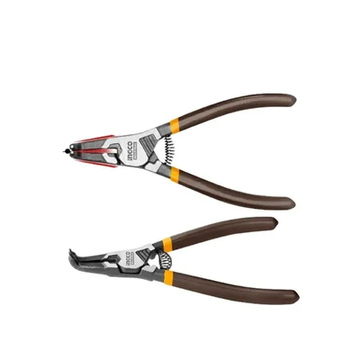 Ingco 7 Inch Bent Head External Circlip Pliers CrV Steel with Black Finish for Precision Retaining Rings (HCCP261802)