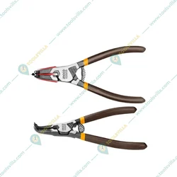 Ingco 7 Inch Bent Head External Circlip Pliers CrV Steel with Black Finish for Precision Retaining Rings (HCCP261802)