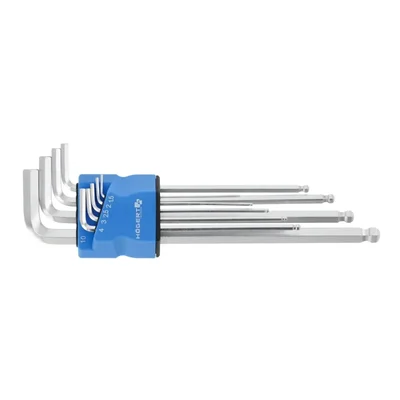 Högert Technik 9 Pcs 1.5-10mm S2 Alloy Steel Metric Extra Long Ball-End Hex Key Wrench Set HT1W826