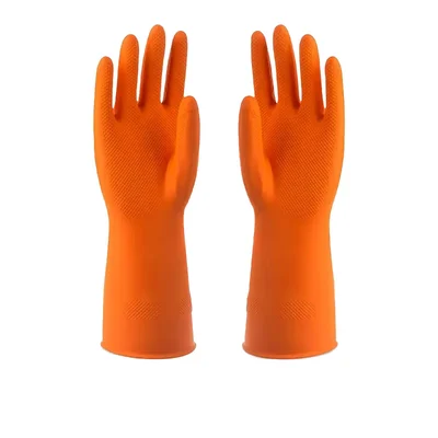 Extra Weld PS-103 Premium Orange Rubber Cleaning Gloves for Dish Washing, Gardening & Cleaning(Size-M,Pack-1 pair)