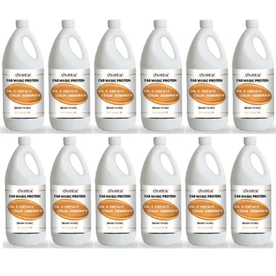12 Pcs Chemtex (1 Liter x 12 pcs) FAB MAGIC PROTEIN Oil & Grease Stain Remover