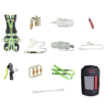 Karam PN652 Fall Protection Rescue Kit Deluxe Bag Full Body Harness Lanyard Descender Rope