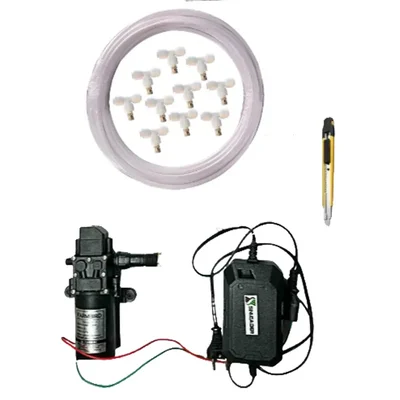 PPL Agro  10 Nozzle Fan Fogger kit with Pipe, Pump and Other Accessories for Cooling Dairy Farm, Garden and others use